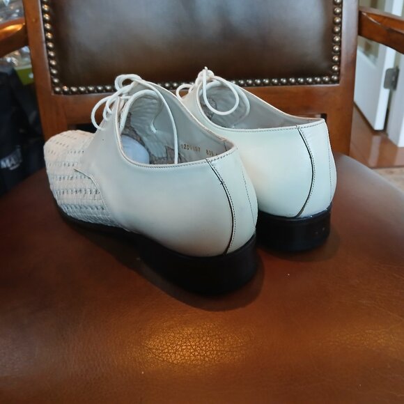 Panama styled casual mens white leather shoes. - Picture 4 of 6